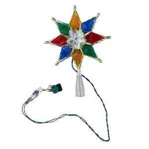 Vintage BOB HO 1993 Multi Color Jewel Tone Christmas Tree Topper with Stand 8”